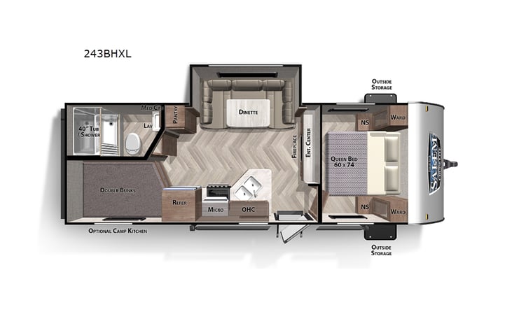 Representative floor plan provided by a trusted RVshare partner.