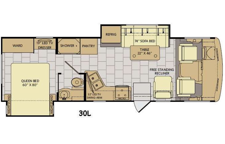Representative floor plan provided by a trusted RVshare partner.
