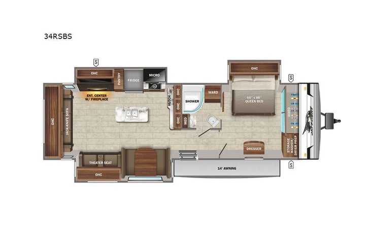 Representative floor plan provided by a trusted RVshare partner.
