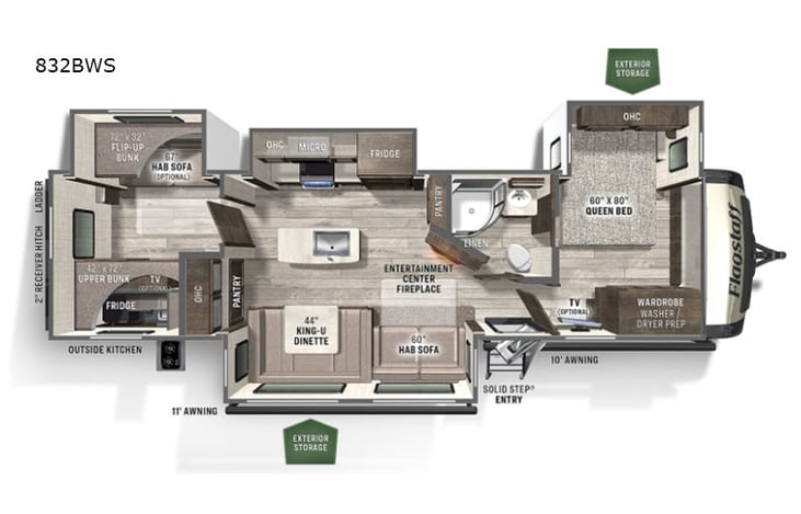 Representative floor plan provided by a trusted RVshare partner.