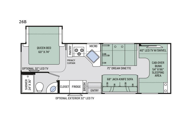 Representative floor plan provided by a trusted RVshare partner.