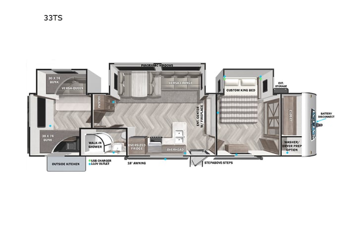 Representative floor plan provided by a trusted RVshare partner.