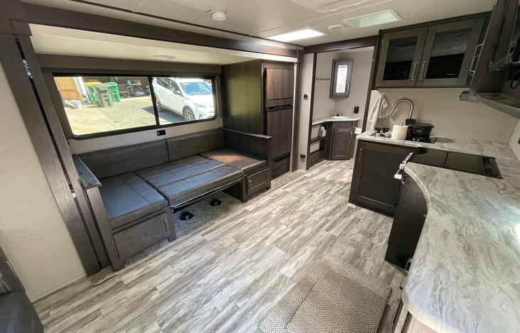 Dinette folded down into a bed