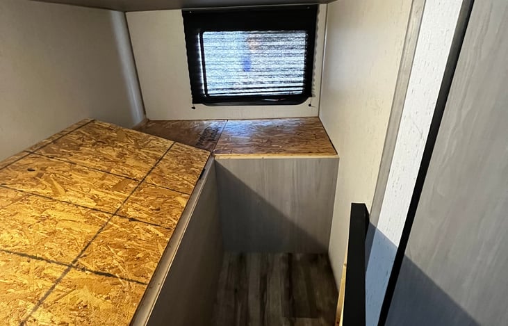 Storage under full bottom bunk