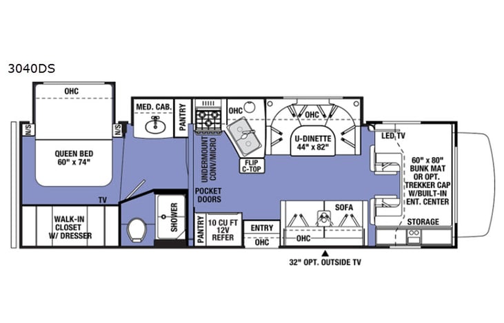 Representative floor plan provided by a trusted RVshare partner.