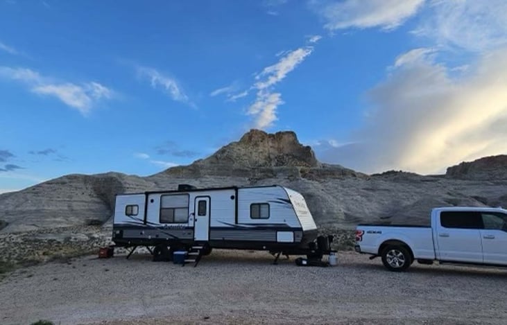 One of our renters enjoying the beautiful scenery of Lake Powell, in Page Arizona.