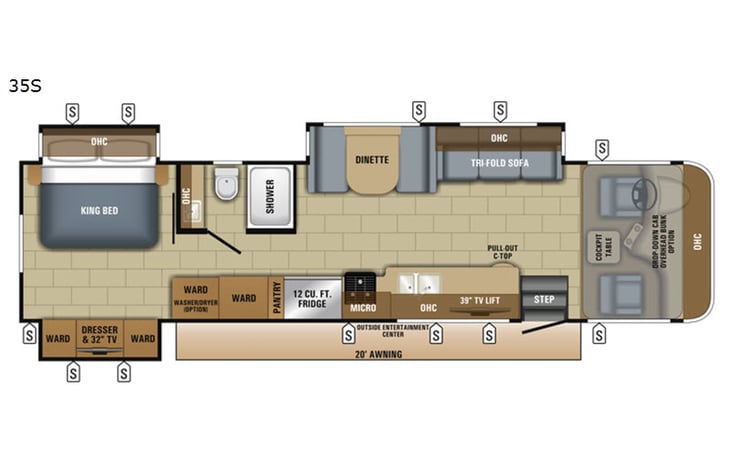 Representative floor plan provided by a trusted RVshare partner.