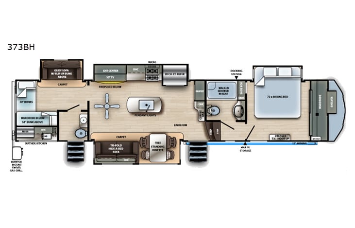 Representative floor plan provided by a trusted RVshare partner.
