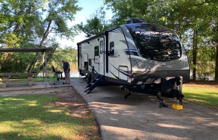 Camping is fun out by the lake