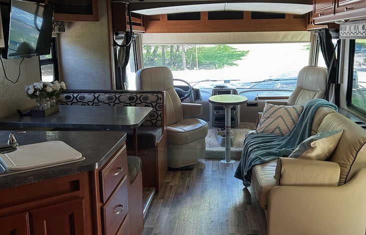 Dinette folds down to a bed.
