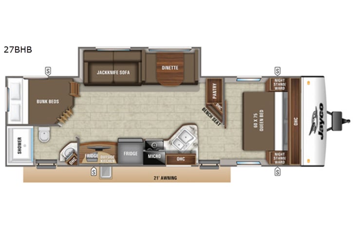 Representative floor plan provided by a trusted RVshare partner.