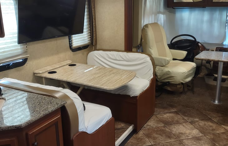 dinette, and driving area converted to lounge space