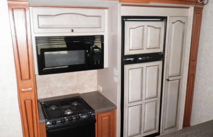 Fridge, stove, and microwave