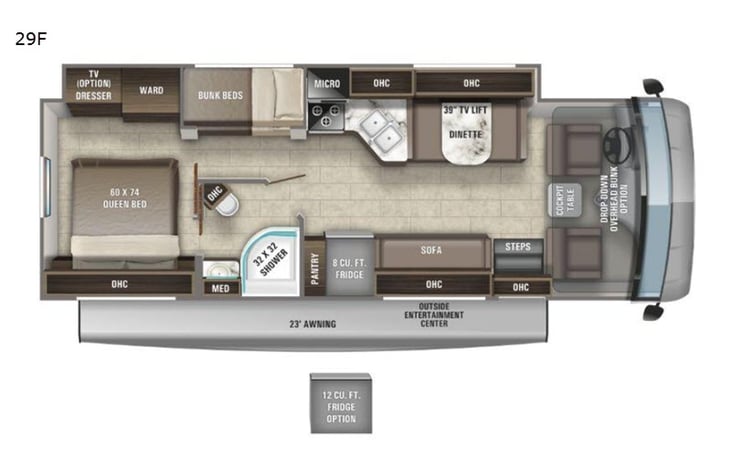 Representative floor plan provided by a trusted RVshare partner.