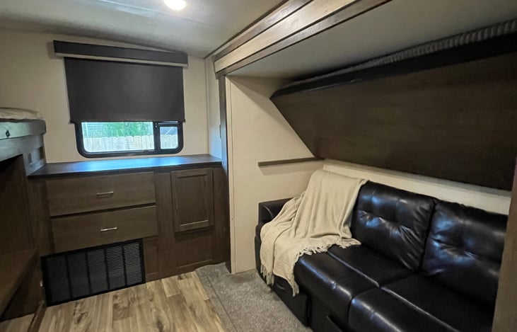 Couch makes into a double bed for plenty of sleeping room!