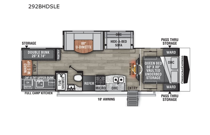 Representative floor plan provided by a trusted RVshare partner.