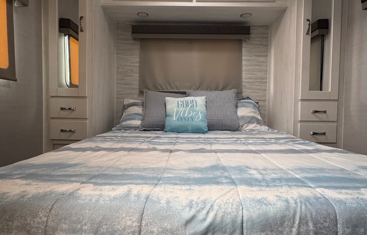 Mastered with upgraded queen bed for a great nights rest