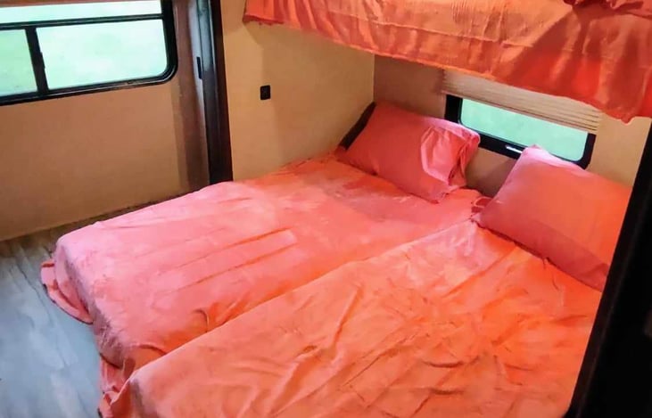 Cube couch that folds out into a queen size bed - in bunk house