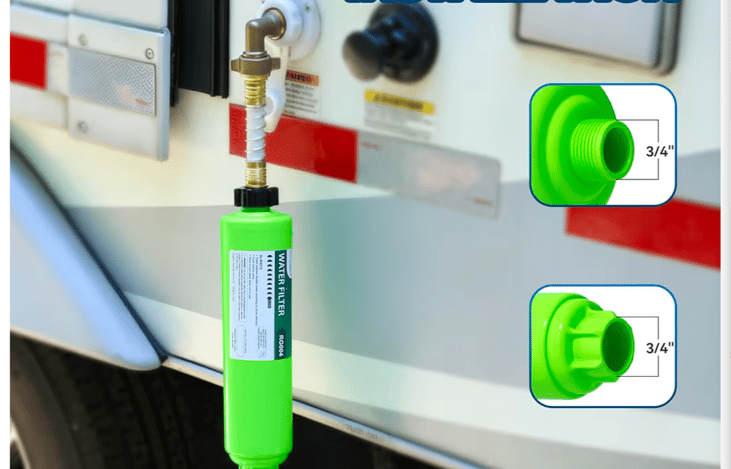 Equipped with freshwater hose, water filter, pressure regulator & storage bag.