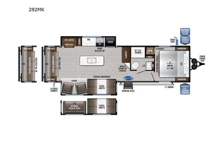 Representative floor plan provided by a trusted RVshare partner.