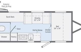 Light and easy Winnebago bunkhouse. Pet friendly