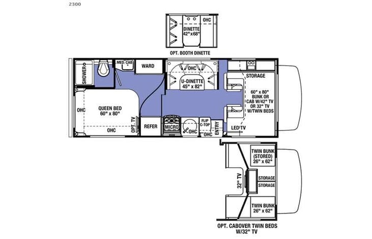 Representative floor plan provided by a trusted RVshare partner.