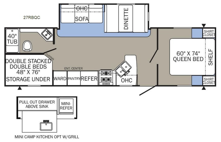 Representative floor plan provided by a trusted RVshare partner.