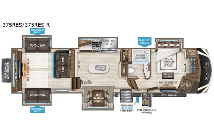 Representative floor plan provided by a trusted RVshare partner.