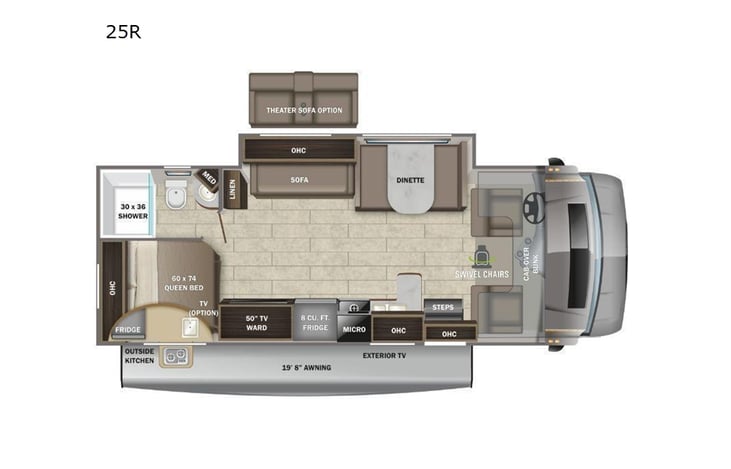 Representative floor plan provided by a trusted RVshare partner.