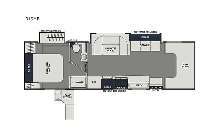 Representative floor plan provided by a trusted RVshare partner.
