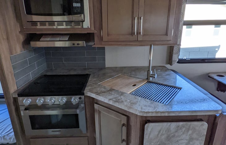 Gas stove, convection microwave, oven