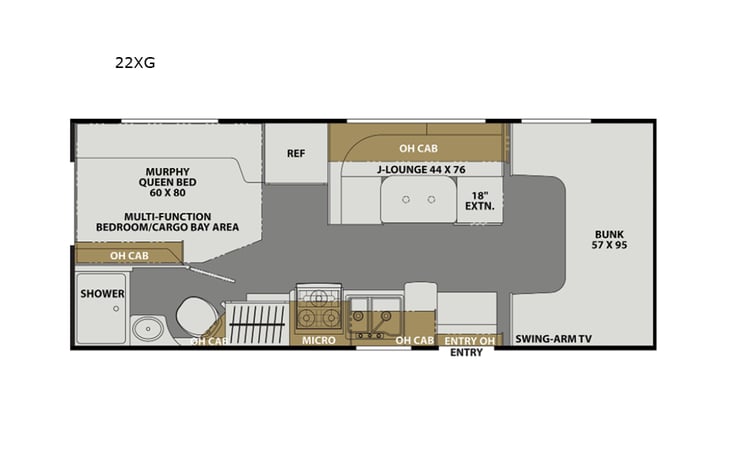 Representative floor plan provided by a trusted RVshare partner.