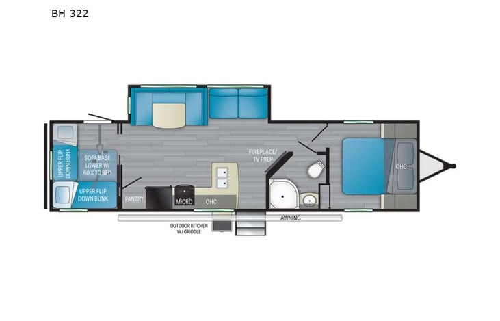 Representative floor plan provided by a trusted RVshare partner.