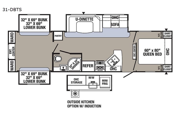 Representative floor plan provided by a trusted RVshare partner.