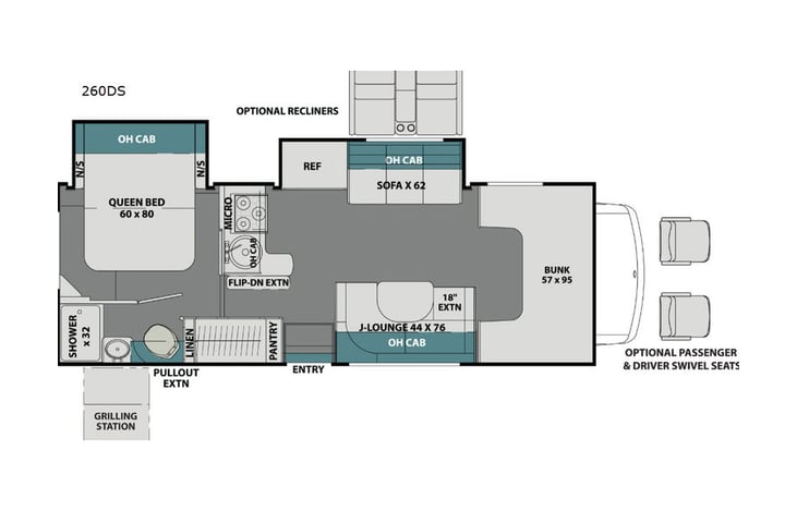 Representative floor plan provided by a trusted RVshare partner.