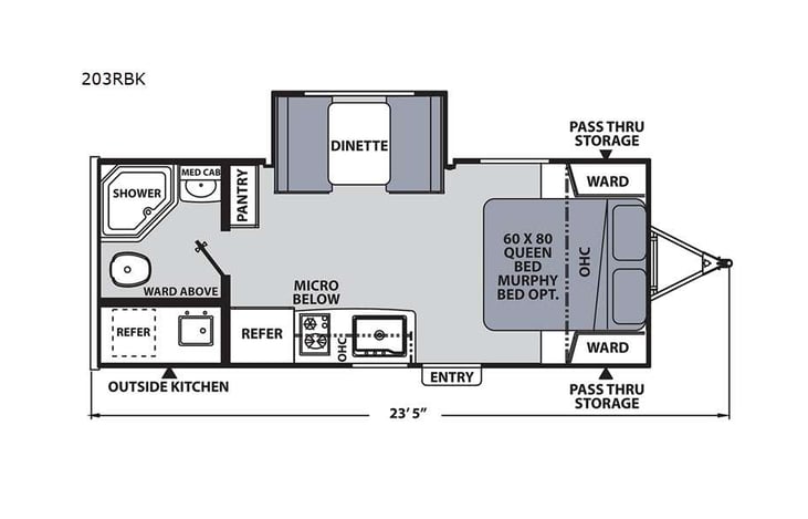 Representative floor plan provided by a trusted RVshare partner.