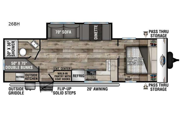 Representative floor plan provided by a trusted RVshare partner.