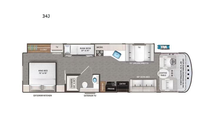 Representative floor plan provided by a trusted RVshare partner.