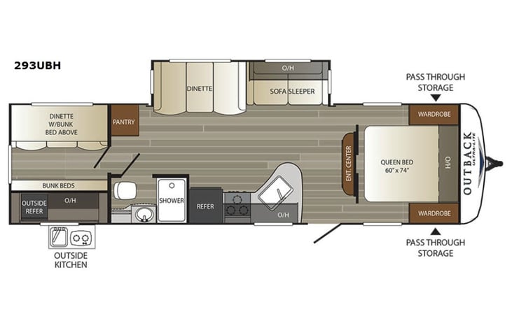 Representative floor plan provided by a trusted RVshare partner.