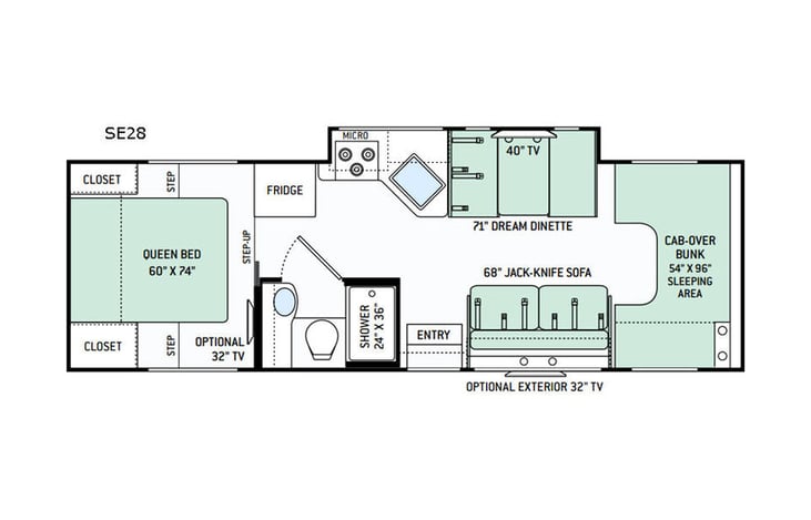 Representative floor plan provided by a trusted RVshare partner.