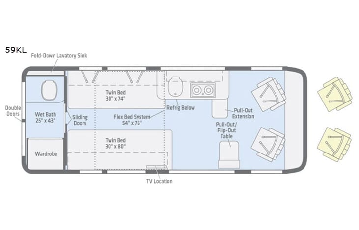 Representative floor plan provided by a trusted RVshare partner.