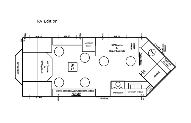 Representative floor plan provided by a trusted RVshare partner.
