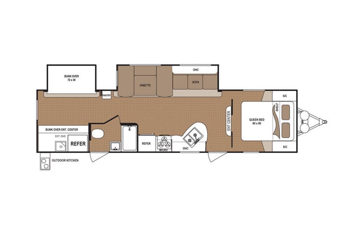 Representative floor plan provided by a trusted RVshare partner.