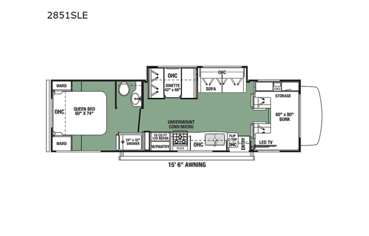 Representative floor plan provided by a trusted RVshare partner.