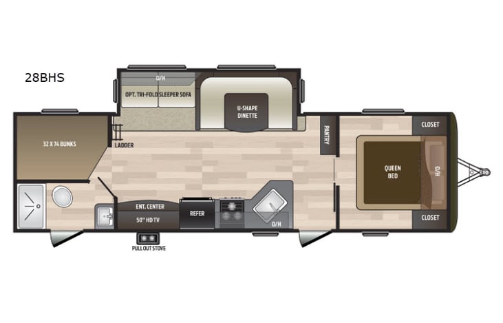 Representative floor plan provided by a trusted RVshare partner.