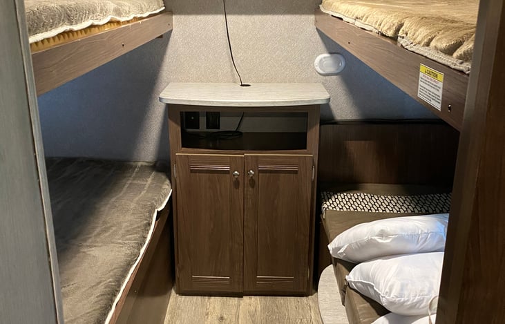 Bunks can hold adults and children.