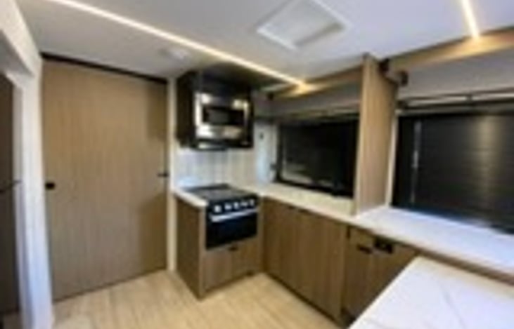 A functional kitchen designed to make camping feel like home.