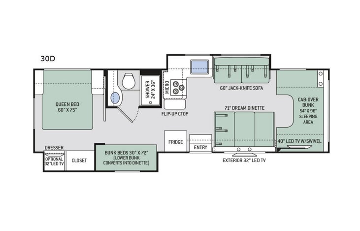 Representative floor plan provided by a trusted RVshare partner.