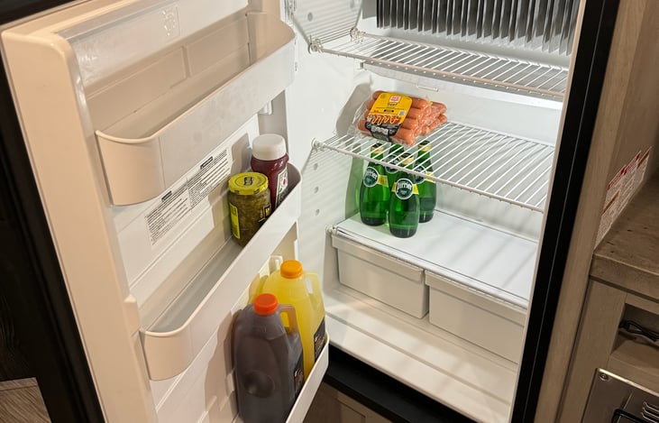 The fridge and freezer have room for everything that you'll need