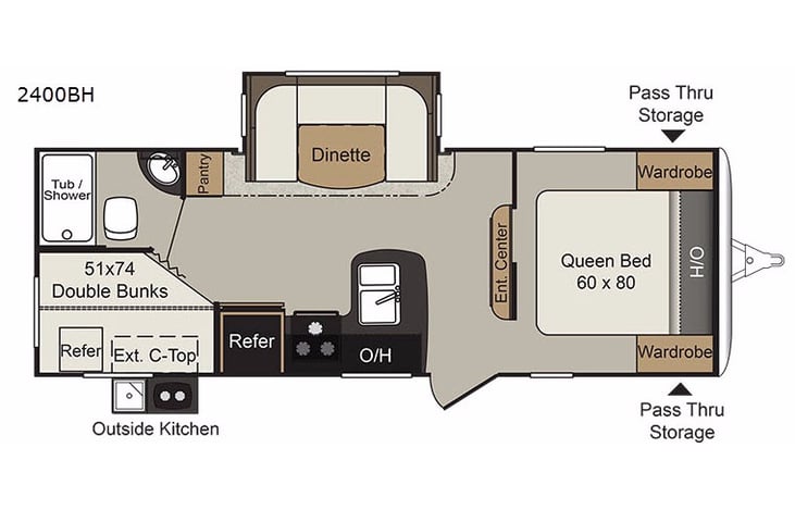 Representative floor plan provided by a trusted RVshare partner.